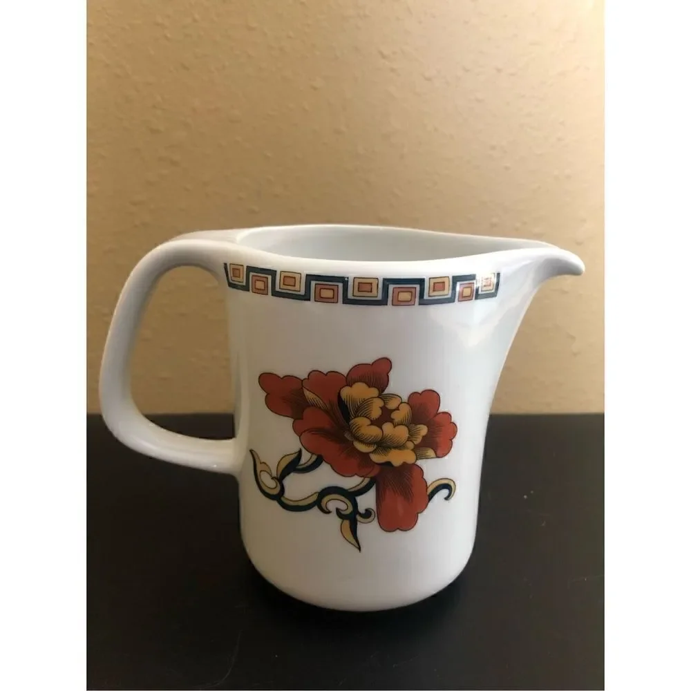 France 2 Ceramic Cream Pitcher with Flowers on Both Sides 5”
